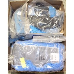 BOX FULL OF DUST MOP HEADS AND ACCESSORY PADS