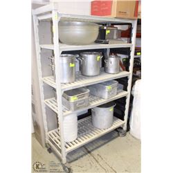 ROLLING 5-SHELF PLASTIC STORAGE RACK