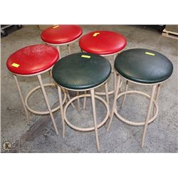 LOT OF 5 BAR HEIGHT METAL STOOLS 29"H