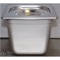 ME-17# S/S FOOD PAN ONE FOURTH SIZE 6" DEEP W/ LID