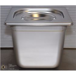ME-17# S/S FOOD PAN ONE FOURTH SIZE 6" DEEP W/ LID