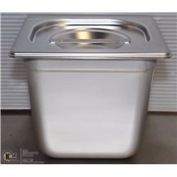 ME-17# S/S FOOD PAN ONE FOURTH SIZE 6" DEEP W/ LID