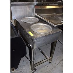 2 BOWL SERVING WARMER ON CASTORS