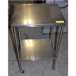 STAINLESS STEEL TABLE ON WHEELS 20"X16"X34"H