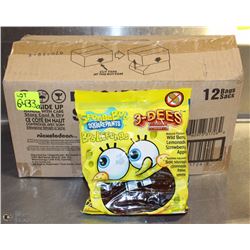 CASE OF 12 BAGS OF SPONGEBOB 3-D GUMMIES