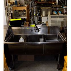 STAINLESS STEEL 3-WELL COMMERCIAL SINK W/ TAP