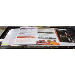 LOT OF ASSORTED SIZES OF SIGNS AND LAMINATE