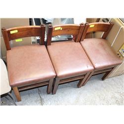 LOT OF 3 SOLID WOOD, PADDED WAITING/FOYER CHAIRS