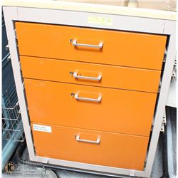 ORANGE TOOL BOX ON 4 WHEELS