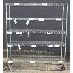 5 SHELF COMMERCIAL STORAGE RACK ON CASTORS