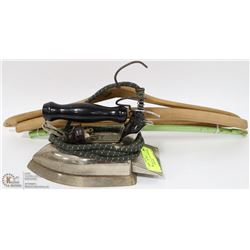COLLECTIBLE ELECTRIC IRON AND CLOTHES HANGERS
