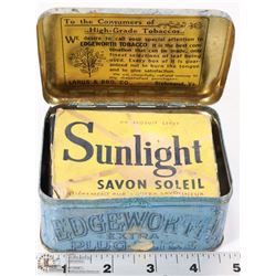 SUNLIGHT VINTAGE SOAP EDGEWORTH TOBACCO TIN