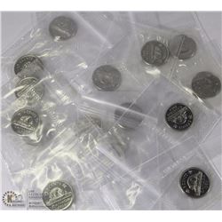 LOT OF 15 RCM SEALED CANADIAN NICKELS INCL YEARS