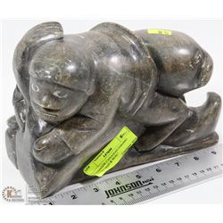 HANDMADE CANADIAN ESKIMO ARTIST "MAN & SEAL"