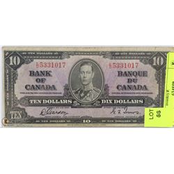 1937 CANADIAN $10.00 BILL