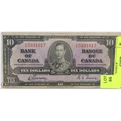1937 CANADIAN $10.00 BILL