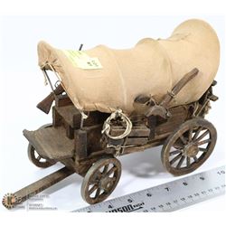 VINTAGE HANDMADE COVERED WOOD WESTERN WAGON