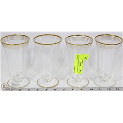 LOT OF 4 VINTAGE 24K RIMMED ALCOHOL GLASSES