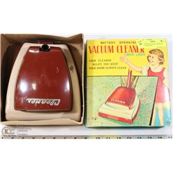 1950'S KIDS BATTERY OPERATED VACUUM IN BOX VACUUM HEAD ONLY. NO HANDLE