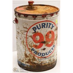 VINTAGE PURITY 99 ENGINE OIL CAN PAIL