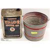 Image 1 : VINTAGE GALVANIZED PAIL WITH TEXACO MOTOR OIL CAN
