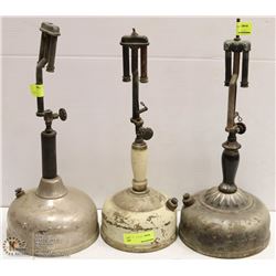 ESTATE COLLECTION OF 3 OIL LANTERNS NO SHADES