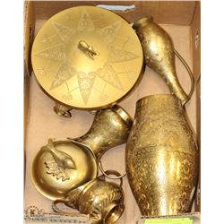 VINTAGE BRASS VASE WITH INTRICATE DESIGN