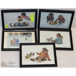 ESTATE COLLECTION OF 5 INUIT ART PICTURES