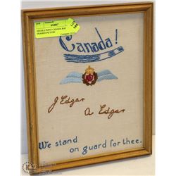 NEEDLE POINT CANADA RAF FRAMED PICTURE
