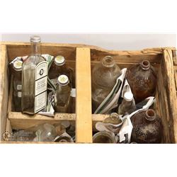 VINTAGE COKE CRATE WITH COLLECTIBLE BOTTLES