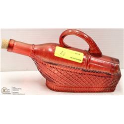 VINTAGE PINK GLASS CORK BOTTLE ORNAMENT