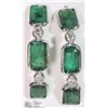 Image 1 : #28-14K WHITE GOLD EMERALD & DIAMOND EARRINGS