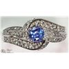 Image 1 : #27-10K WHITE GOLD TANZANITE & DIAMOND RING