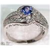 Image 2 : #27-10K WHITE GOLD TANZANITE & DIAMOND RING
