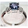 Image 2 : #25-14K WHITE GOLD TANZANITE & DIAMOND RING
