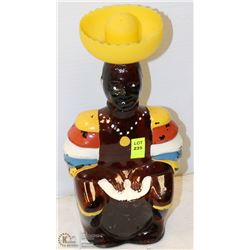 VINTAGE BROWN GLASS HANDPAINTED BOTTLE