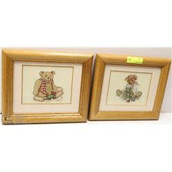PAIR OF ESTATE WOOD FRAMED PETITPOINT
