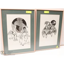 PAIR OF FRAMED LTD ED NATIVE ART PRINTS