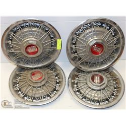 SET OF 4 VINTAGE 14" WIRE WHEEL HUB CAPS