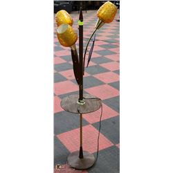 VINTAGE AMBER GLASS TRILIGHT WITH TABLE TOP