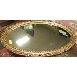 LARGE GOLD TONE FRAMED OVAL MIRROR