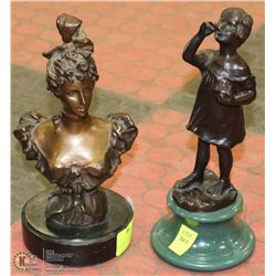 VINTAGE ESTATE BRONZE STATUETTE X2