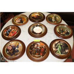 ESTATE 9 PC FRAMED NORMAN ROCKWELL PLATE