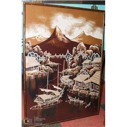 ESTATE BAMBOO STYLE FRAMED ASIAN THEMED PICTURE