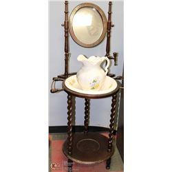 VINTAGE WASH STAND WITH BOWL AND PITCHER