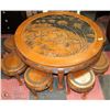 Image 1 : VINTAGE TEAK HAND CARVED COFFEE TABLE WITH 6