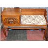 Image 1 : VINTAGE TEAK HAND CARVED TELEPHONE BENCH