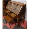 Image 3 : VINTAGE TEAK HAND CARVED WRITING DESK WITH STOOL