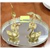 Image 1 : ESTATE MIRRORED TRAY WITH 4 BRASS ORNAMENTS