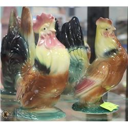 PAIR OF ESTATE CERAMIC HEN ORNAMENTS